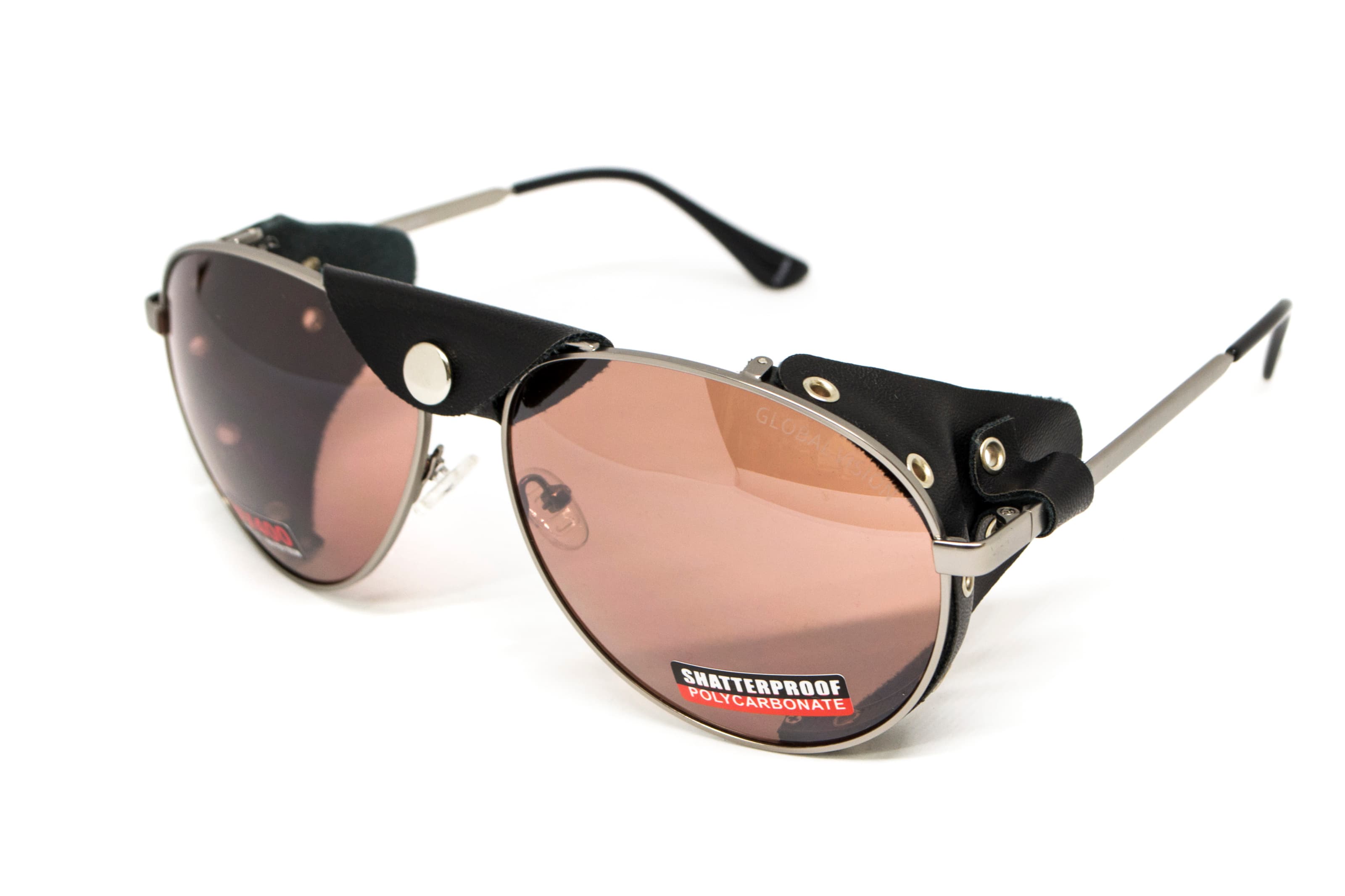 Окуляри захисні Global Vision Aviator-3 (drive mirror), коричневі зі з'ємним ущільнювачем із синтетичної "шкіри"