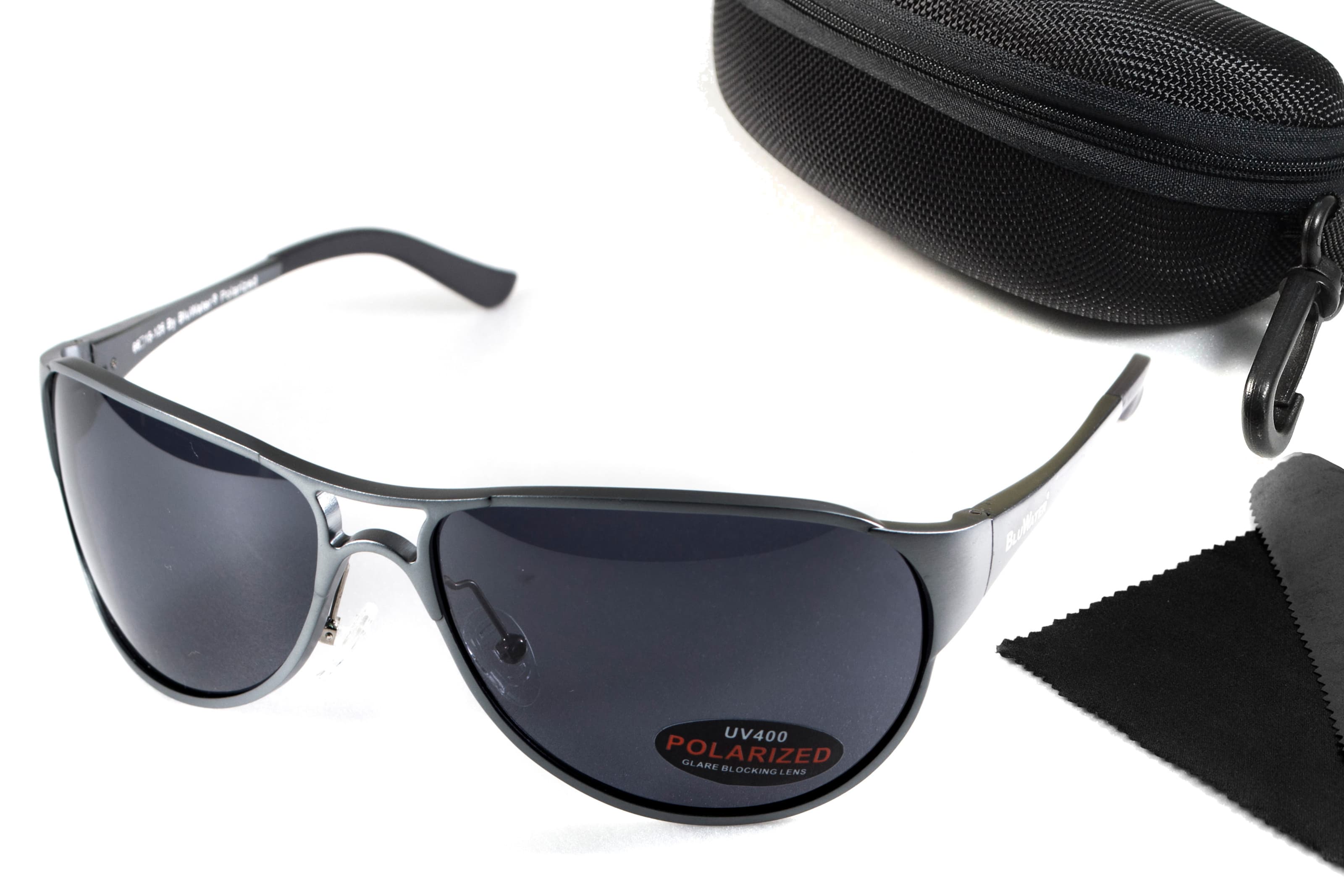 Окуляри поляризаційні BluWater Alumination-3 Gun Metal Polarized (gray) чорні в темній оправі