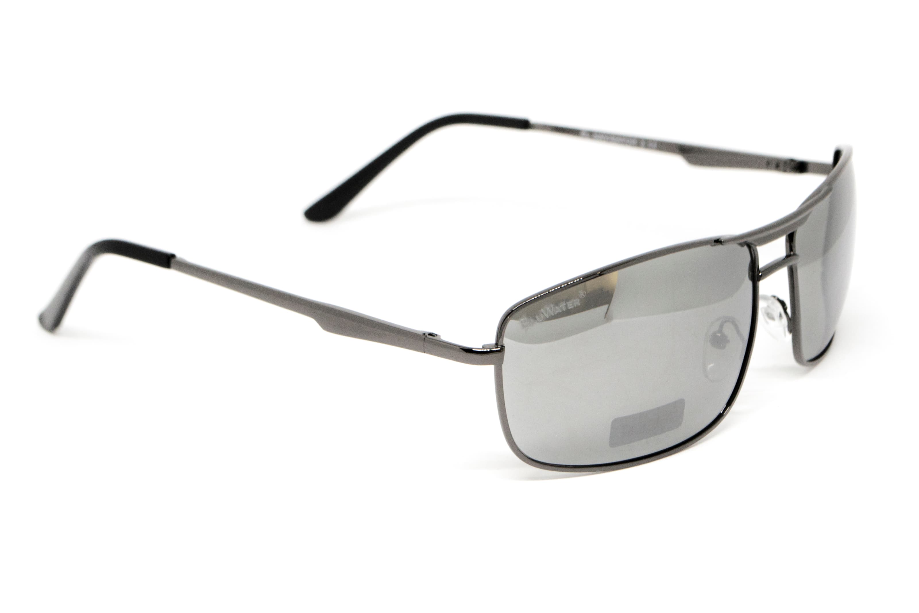 Окуляри поляризаційні BluWater Navigator-3 Gun Metal Polarized (flash mirror), дзеркальні сірі в темній металевій оправі