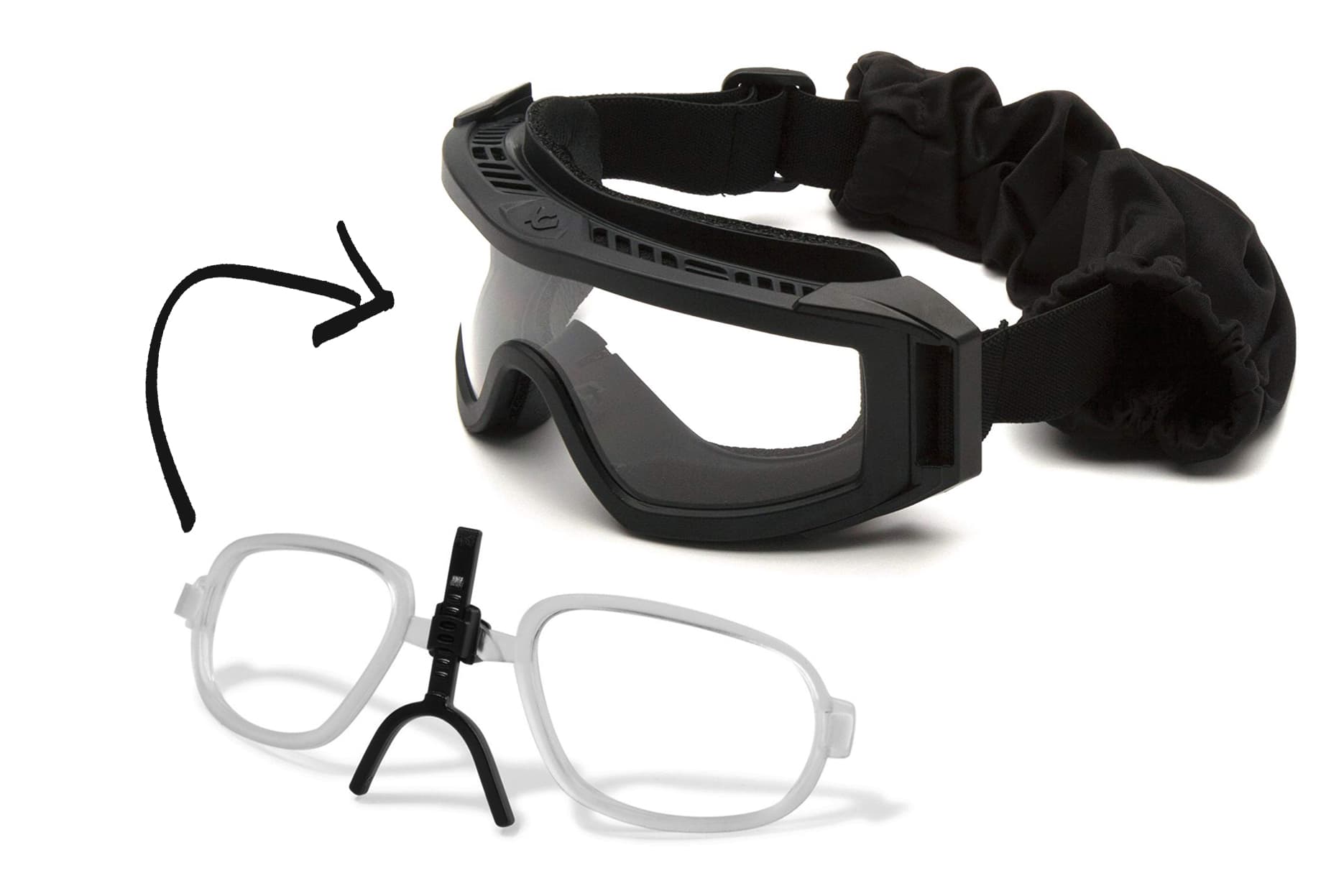 Окуляри захисні з ущільнювачем Venture Gear Tactical Loadout+RX (clear) Super Anti-Fog H2MAX, прозорі окуляри з діоптрійною вставкою в комплекті